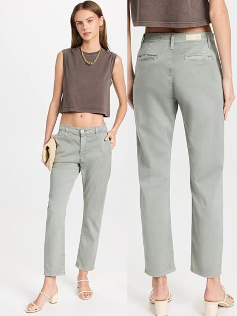 AG ADRIANO GOLDSCHMEID Caden Tailored Trouser Chino Pant Green Womens 29 Casual